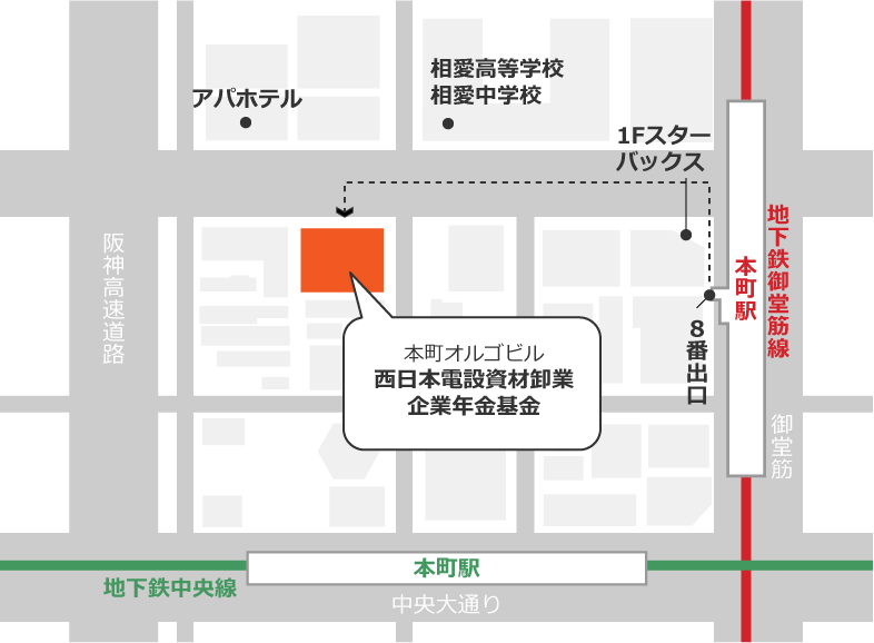 西日本電設資材企業年金基金への地図